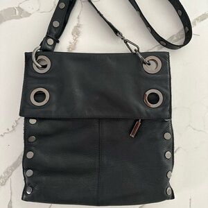 HAMMITT Montana Large Black Leather Crossbody Messenger Bag
